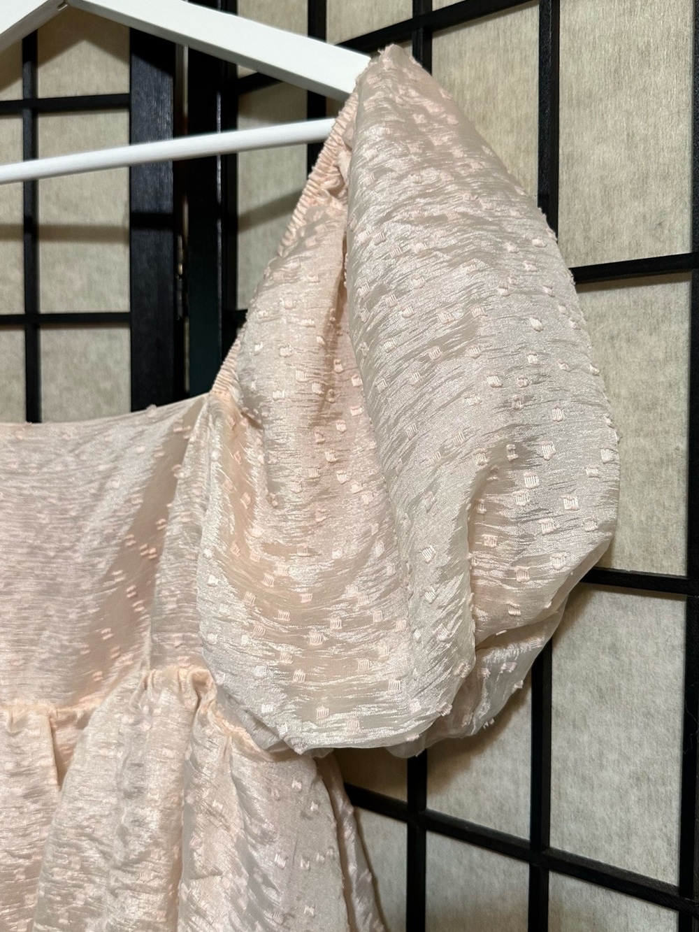 STORIA Blush Pink Puff Sleeve Textured Babydoll  Dress - Picture 4 of 10